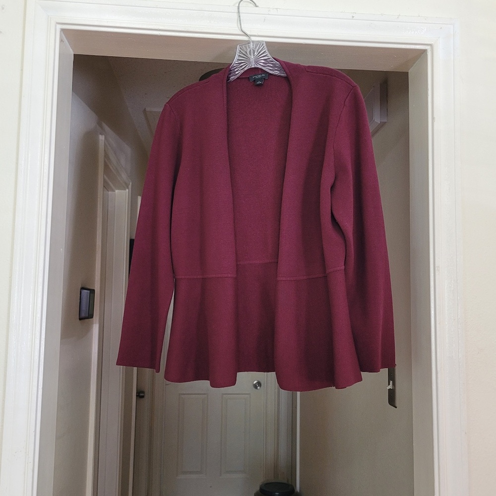 Ann Taylor Factory Burgundy Open-Front Sweater